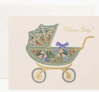 Floral Pram Welcome Baby Card